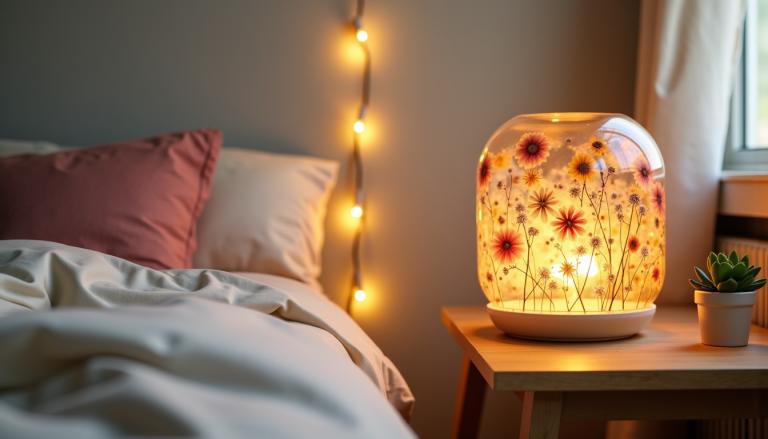 Guirlande lumineuse et baladeuse fleurie : l'association idéale pour une chambre poétique